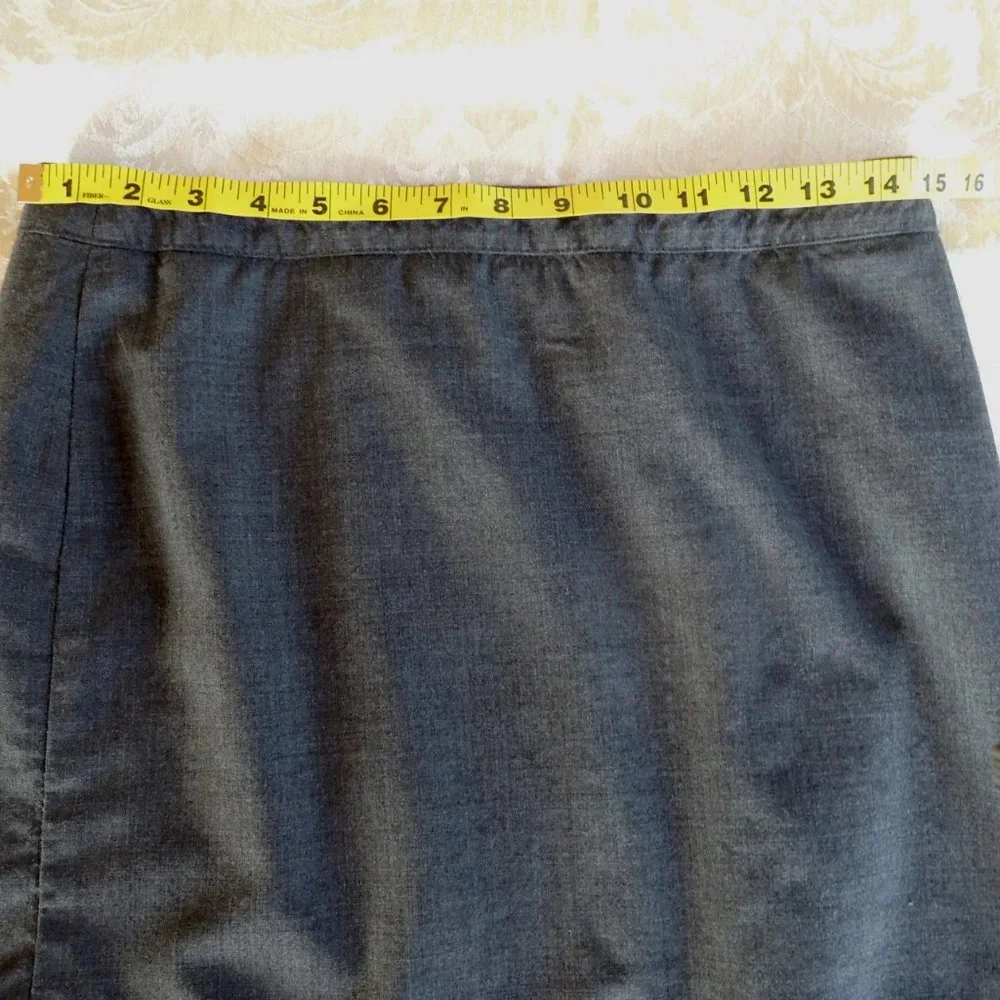 Express Gray Wool Stretch Skirt Lined Pleat Hem 6